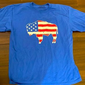 Plain blue T-shirt with Fourth of July design